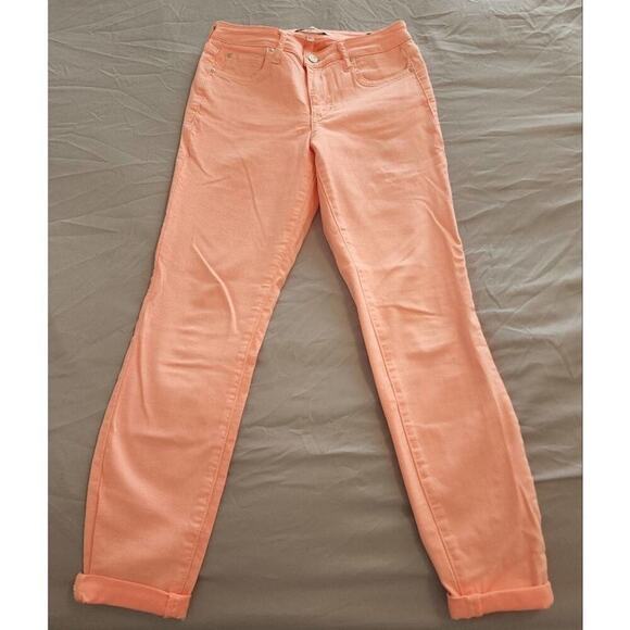 Ella Moss mid rise skinny ankle apricot/peach rolled hem jeans‎ size 26 - Picture 2 of 11